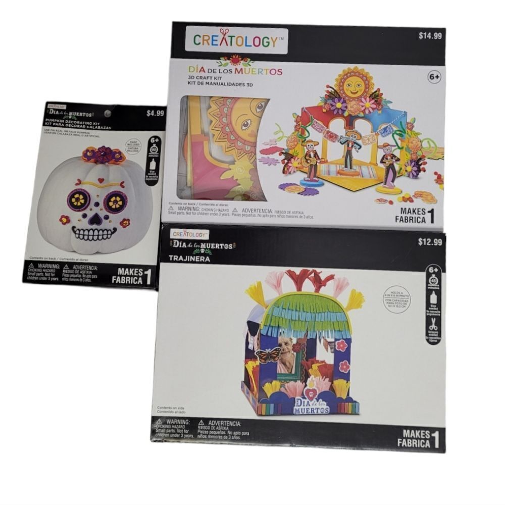 NEW Dia de los Muertos trajinera pumpkin decorating kit and craft kit NIB